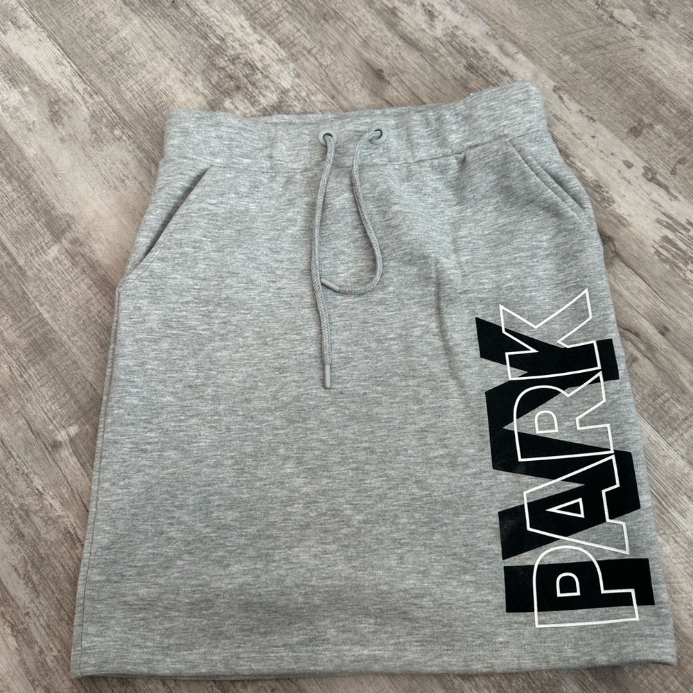 Ivy Park Women's Logo Skirt Athletic Fleece Grey Drawstring Waist size  Small